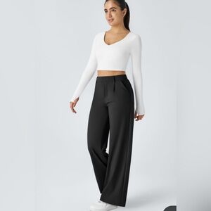HALARA Black Wide-Leg Trousers